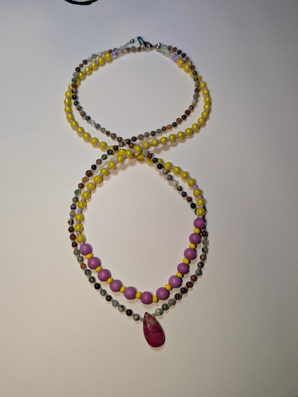 Natural Stone/Czech Glass Layered Statement Piece - Picture 6 of 7
